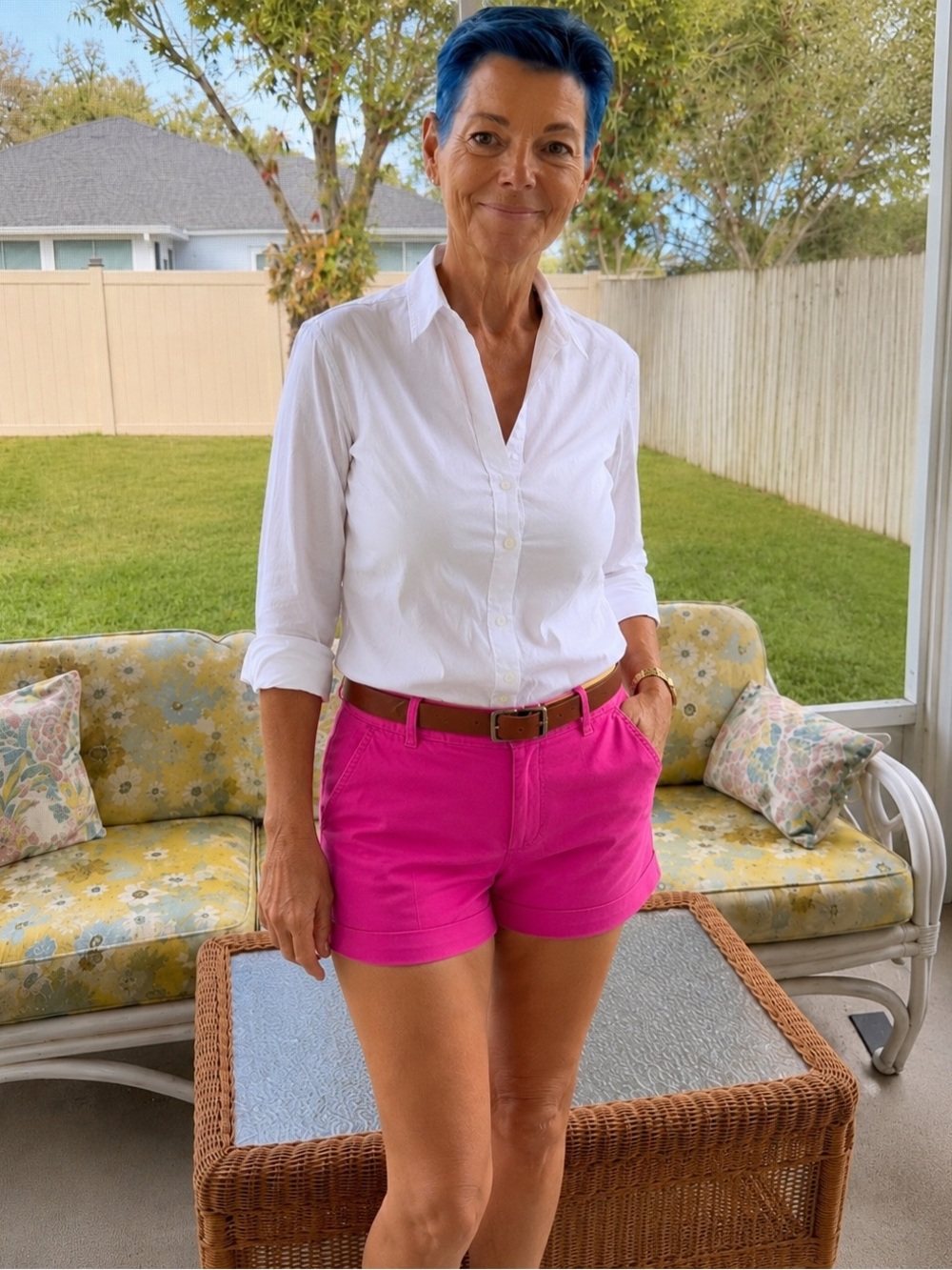 J.Crew Hot Pink Chino Shorts Size 4 100% Cotton Preppy